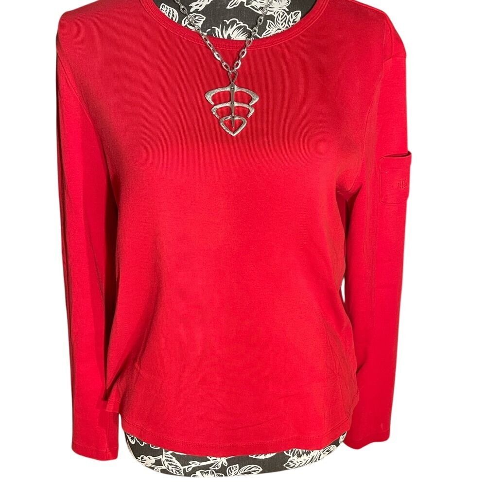 Lauren Ralph Lauren Red Long Sleeved Top Size Large